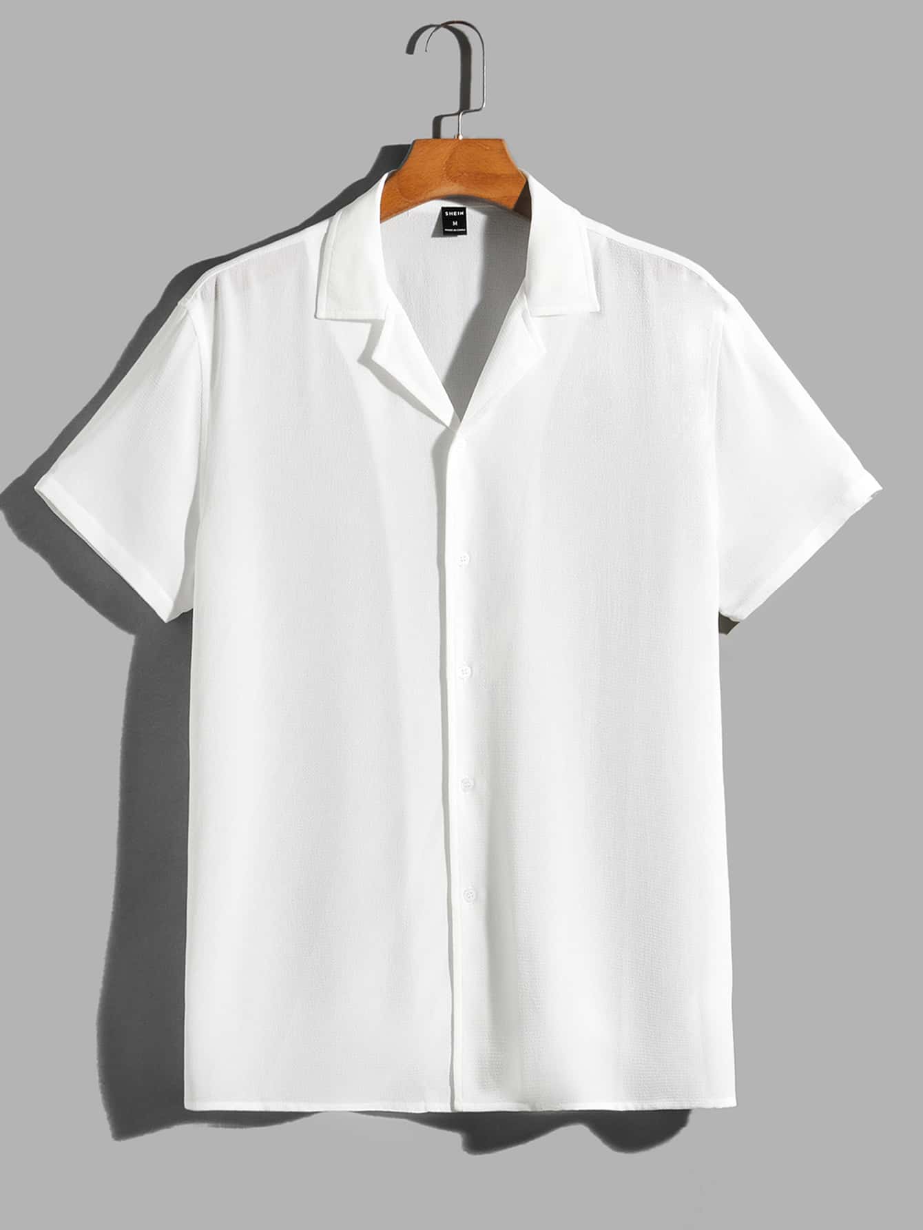 Manfinity VCAY Loose Men Solid Color Short Sleeve Lapel Neck Shirt - White - View 1
