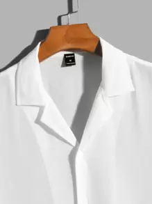 Manfinity VCAY Loose Men Solid Color Short Sleeve Lapel Neck Shirt - White - View 3