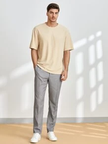 GENTILAND Men Slant Pocket Fold Pleated Tailored Trousers - Grey - View 3