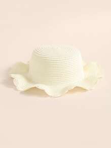 嬰兒扇貝裝飾草編帽 - 米色 - 查看 1