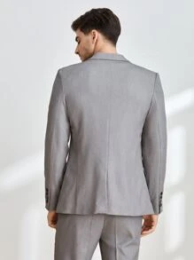 Manfinity Men 1pc Solid Lapel Neck Blazer - Grey - View 2