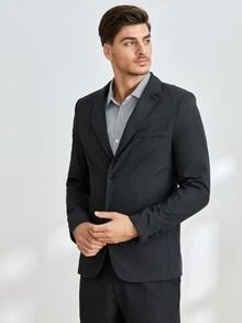 Manfinity NiteLyfe Men 1pc Solid Lapel Neck Blazer - Black - View 5