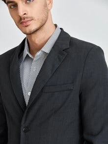 Manfinity NiteLyfe Men 1pc Solid Lapel Neck Blazer - Black - View 6