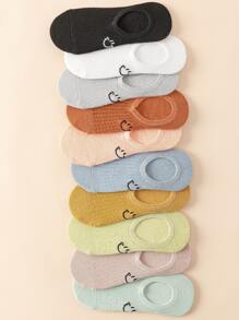 10 piezas Calcetines invisibles con patrón de sonrisa - Multicolor - Ver 5