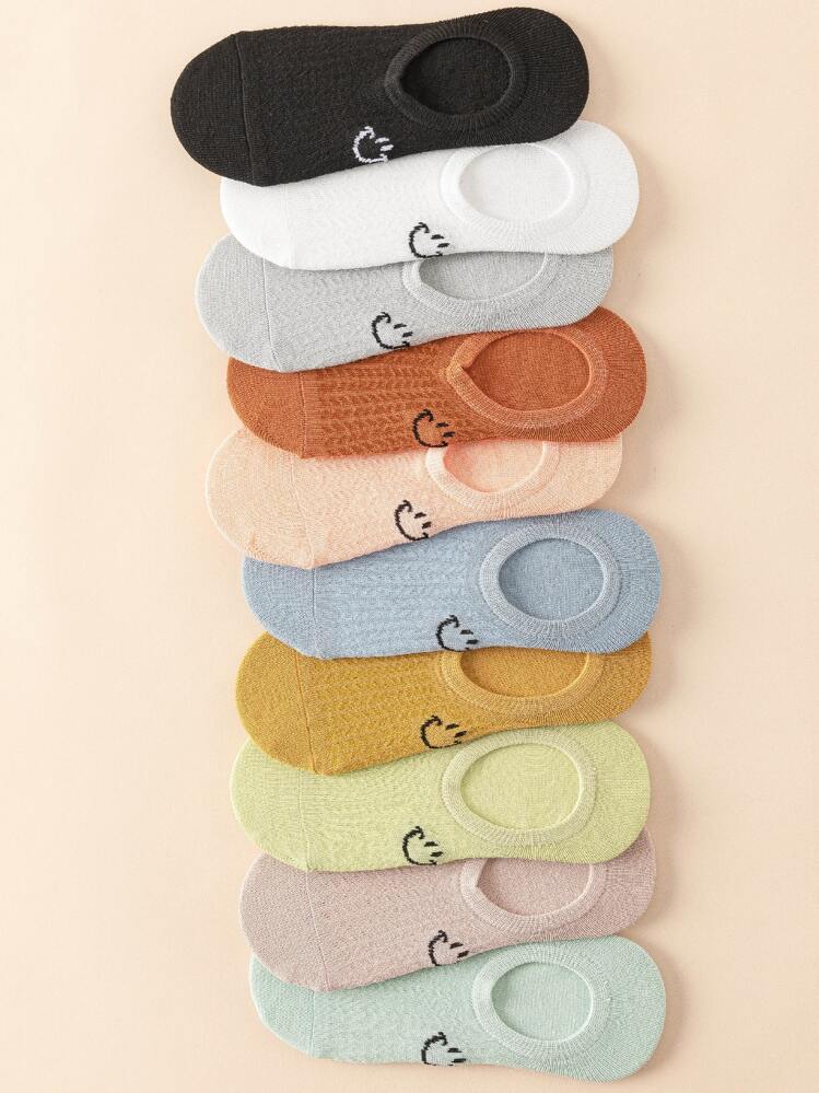10pcs Smile Pattern Invisible Socks - Multicolor - View 5