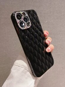 vỏ điện thoại chần bông trang trí rhinestone - màu đen - Xem 1