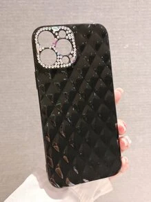 vỏ điện thoại chần bông trang trí rhinestone - màu đen - Xem 2