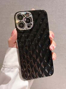 vỏ điện thoại chần bông trang trí rhinestone - màu đen - Xem 4