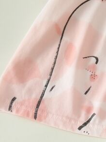 Top con volantes y estampado de loto para niñas jóvenes - Rosa Pálido - Ver 5