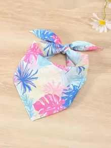 1入組熱帶印花葉子圖案寵物方巾