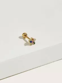 1pc Rhinestone Flower Design Stud Earring - Yellow Gold - View 1