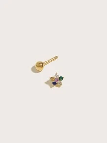 1pc Rhinestone Flower Design Stud Earring - Yellow Gold - View 2