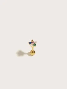 1pc Rhinestone Flower Design Stud Earring - Yellow Gold - View 3