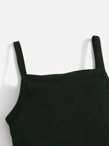 SHEIN Conjunto de 2 piezas de body de punto acanalado con tirantes y detalles de botones para bebé niña - Multicolor - Ver 4