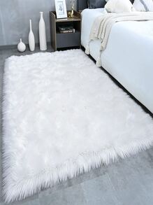 1 pièce Tapis doux tapis en peluche et shaggy pour salon et chambre à coucher, décor à la maison - Blanc - Voir 1