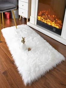 1 pièce Tapis doux tapis en peluche et shaggy pour salon et chambre à coucher, décor à la maison - Blanc - Voir 5