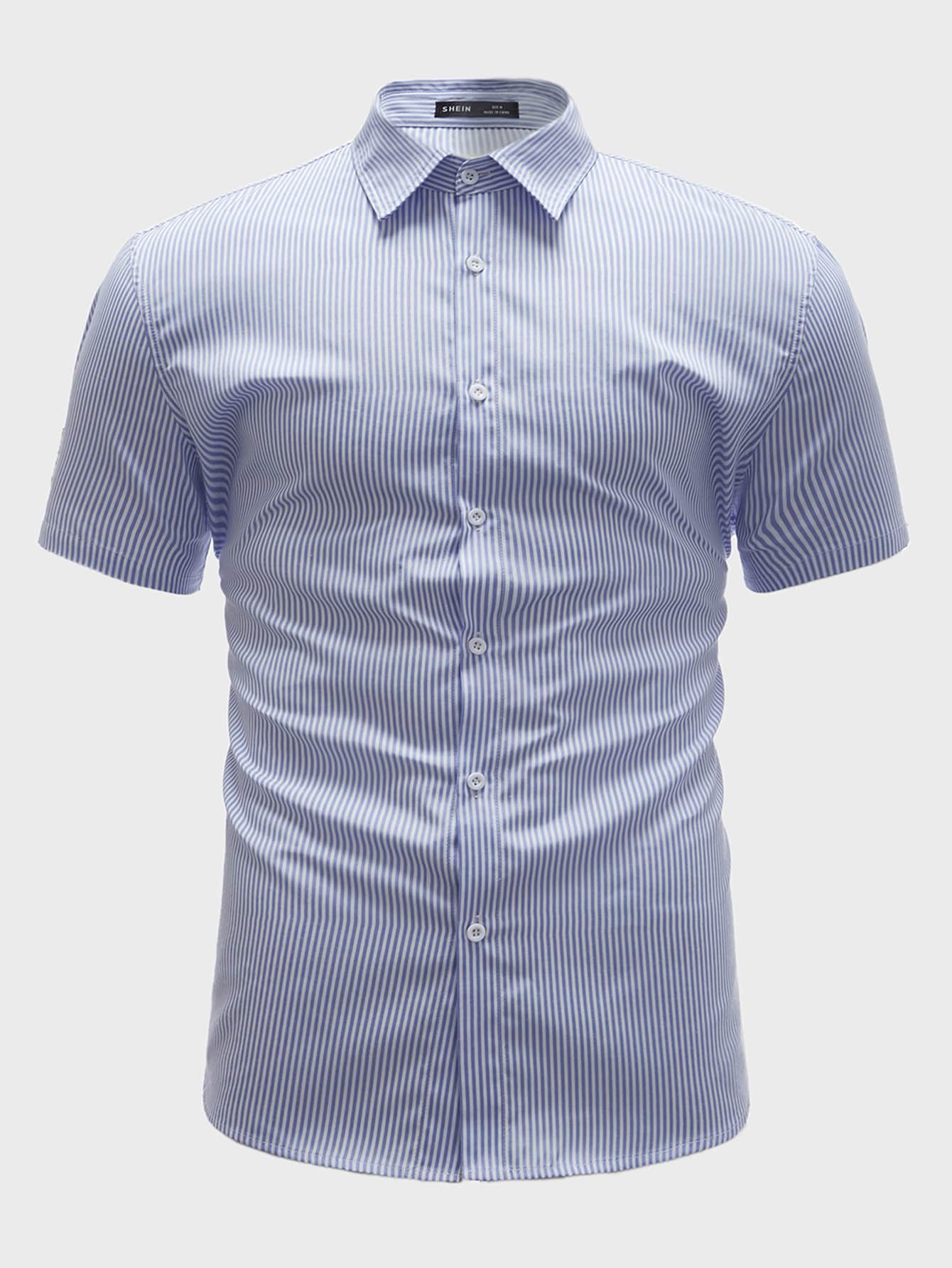 Manfinity NXTstreet Men Striped Print Shirt - Blue and White - View 1