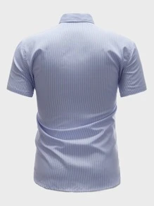 Manfinity NXTstreet Men Striped Print Shirt - Blue and White - View 2