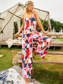 S BETRO Geo Print Wide Leg Cami Jumpsuit - Multicolor - View 6