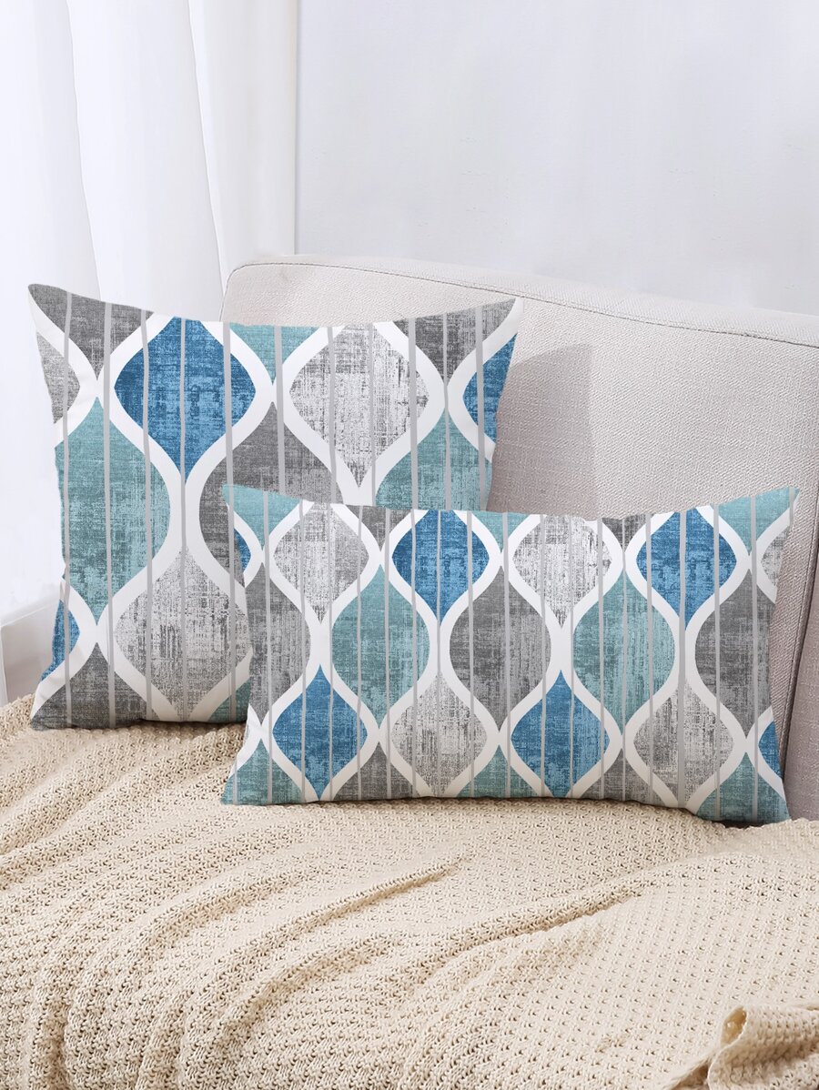 1pc Geometric Print Cushion Cover Without Filler - Multicolor - View 1