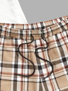 Manfinity NXTstreet Men Cotton Horse Print Contrast Plaid Trim Tee & Drawstring Waist Shorts - Multicolor - View 4