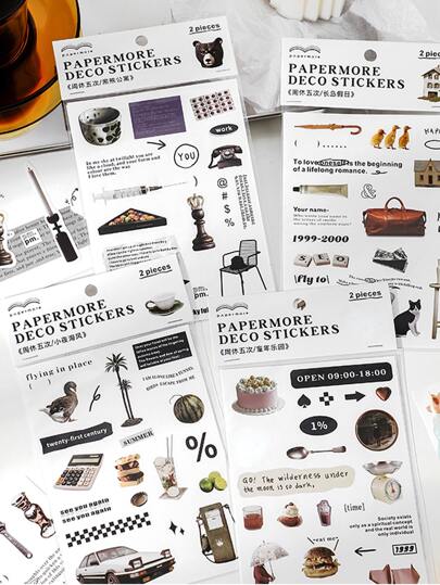 papermore （2 件/包随机发货）食物图标贴纸，适用于剪贴簿和日记，随机图案，DIY 工艺装饰