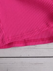 SHEIN Đầm bé gái Pha lê kim cương Gân đan Lá thư Loại bướm Ăn mặc đẹp - Màu Hồng Tươi - Xem 4