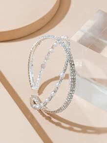 Rhinestone & Faux Pearl Decor Cuff Bangle