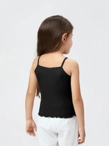 SHEIN Young Girl Lettuce Trim Rib-Knit Cami Top