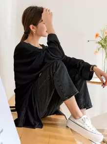 DAZY Batwing Sleeve Open Front Coat Women Jacket,Fall Women Clothes - Black - View 6