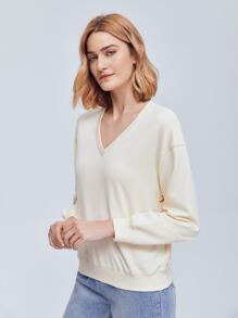 SHEIN Áo chui đầu Thả vai - Màu be - Xem 6