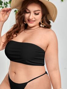 Plus Bandeau Bikini Top - Black - View 3