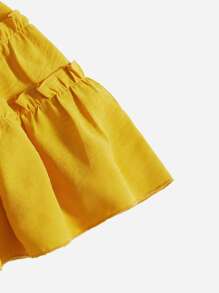 SHEIN Baby Shirred Cold Shoulder Frill Trim Dress - Yellow - View 4