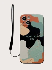 撞色手機外殼附帶繩子 - 黑色 - 查看 4