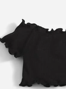 SHEIN Bộ đồ Em bé Thắt lưng Xù nhỏ Quần paper-bag Đồ họa Giải trí - Nhiều màu - Xem 4