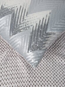 Sequin Decor Cushion Cover Without Filler - Silver - View 2