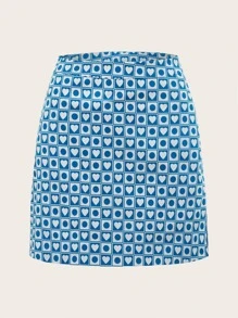 Tartagain 心和幾何印花半身裙