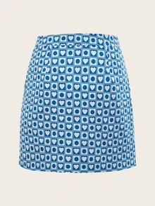 Tartagain 心和幾何印花半身裙