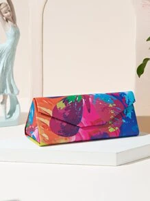 1 Pieza Estuche Plegable De Gafas Con Forma De Triángulo Para Mujeres Con Diseño De Berenjena Y Dibujo Colorido