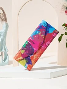 1 Pieza Estuche Plegable De Gafas Con Forma De Triángulo Para Mujeres Con Diseño De Berenjena Y Dibujo Colorido