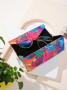 1 Pieza Estuche Plegable De Gafas Con Forma De Triángulo Para Mujeres Con Diseño De Berenjena Y Dibujo Colorido