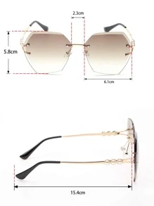1 pieza Gafas de mujer sin marco con lentes degradados embellecidas con perlas, ideales para vacaciones en la playa, resorts de montaña, salidas al aire libre, compras en la ciudad, fotografía callejera en verano, vacaciones, al aire libre, viajes