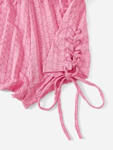 Lace Up Side Shorts - Baby Pink - View 3