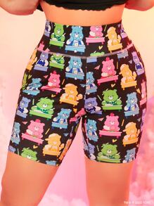 SHEIN X Care Bears 夏季卡通图案骑行短裤 - 彩色 - 查看 6