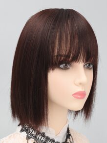 corto recto sintético pelo con tupe - Marrón - Ver 4