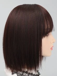 corto recto sintético pelo con tupe - Marrón - Ver 8