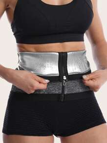 运动户外 PU 聚氨酯腰带吸汗带塑身衣腰部训练器束身衣 - 銀色 - 查看 1