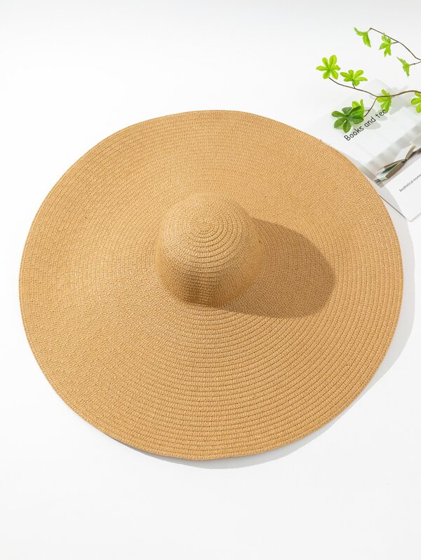 Wide Brim Oversized Beach Hats For Women Large Straw Hat UV Protection Foldable Sun Shade Hat
