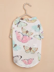 1pc Butterfly Print Pet Tee - Multicolor - View 2