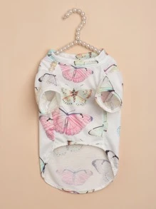 1pc Butterfly Print Pet Tee - Multicolor - View 3